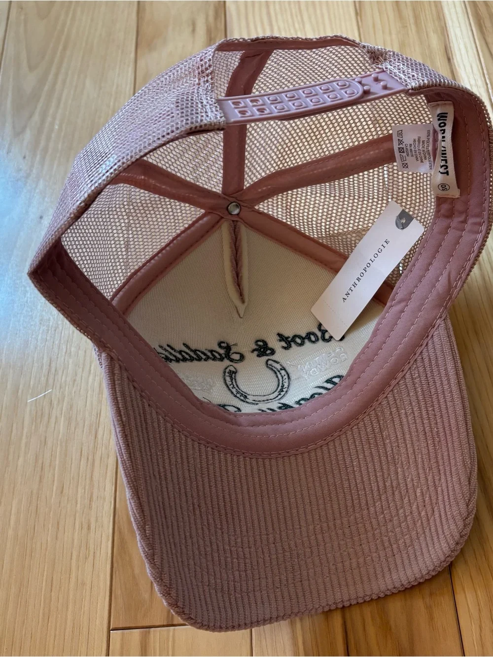 NEW Anthropologie Boot & Saddle Pink Corduroy Honky Tonk Saloon Trucker Hat